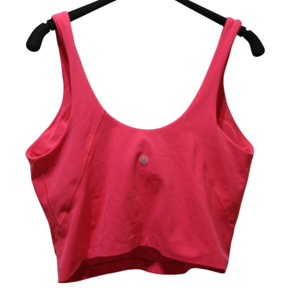 Lululemon Align V-Neck Crop Tank Top Pink Size 12 A/B Built-In Bra Athleisure - Picture 2 of 5